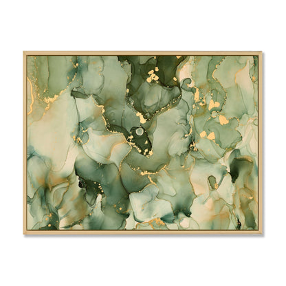 Designart Vert Luxe Abstrait Fluide Art I Impression sur Toile Encadrée Moderne