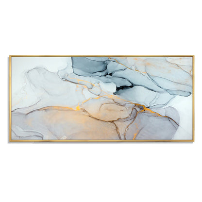 Designart Luxry Marbre Bleu et Gris Ondulations II Tableau abstrait encadré sur toile