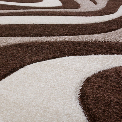 Tapis design à découpe contour et motif vague moderne