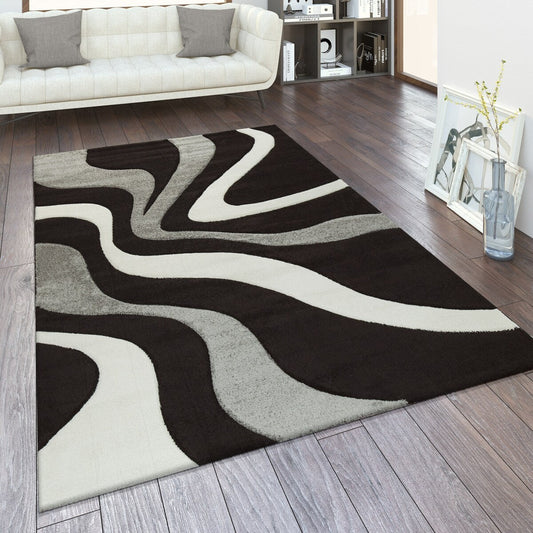 Tapis design à découpe contour et motif vague moderne