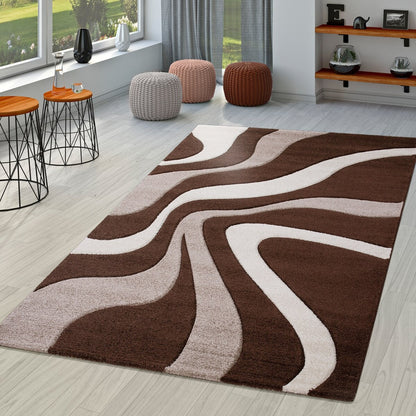 Tapis design à découpe contour et motif vague moderne
