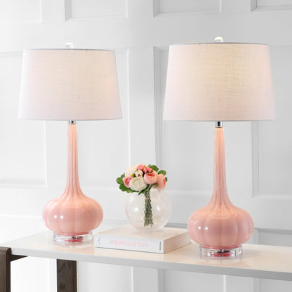 Lampe de table LED Diamante 28,5 en verre en forme de larme, rose (lot de 2) par JONATHAN Y