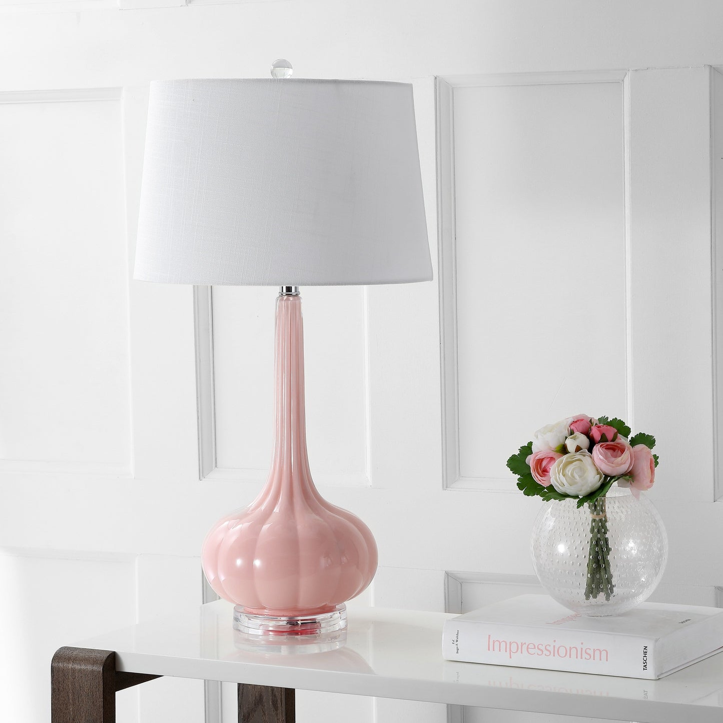 Lampe de table LED Diamante 28,5 en verre en forme de larme, rose (lot de 2) par JONATHAN Y