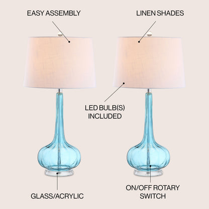 Lampe de table LED Diamante 28,5 en verre en forme de larme, rose (lot de 2) par JONATHAN Y