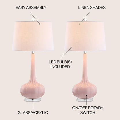 Lampe de table LED Diamante 28,5 en verre en forme de larme, rose (lot de 2) par JONATHAN Y
