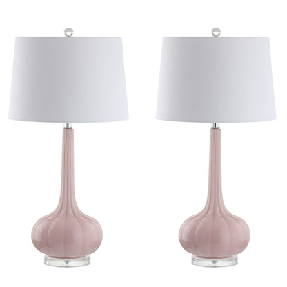 Lampe de table LED Diamante 28,5 en verre en forme de larme, rose (lot de 2) par JONATHAN Y
