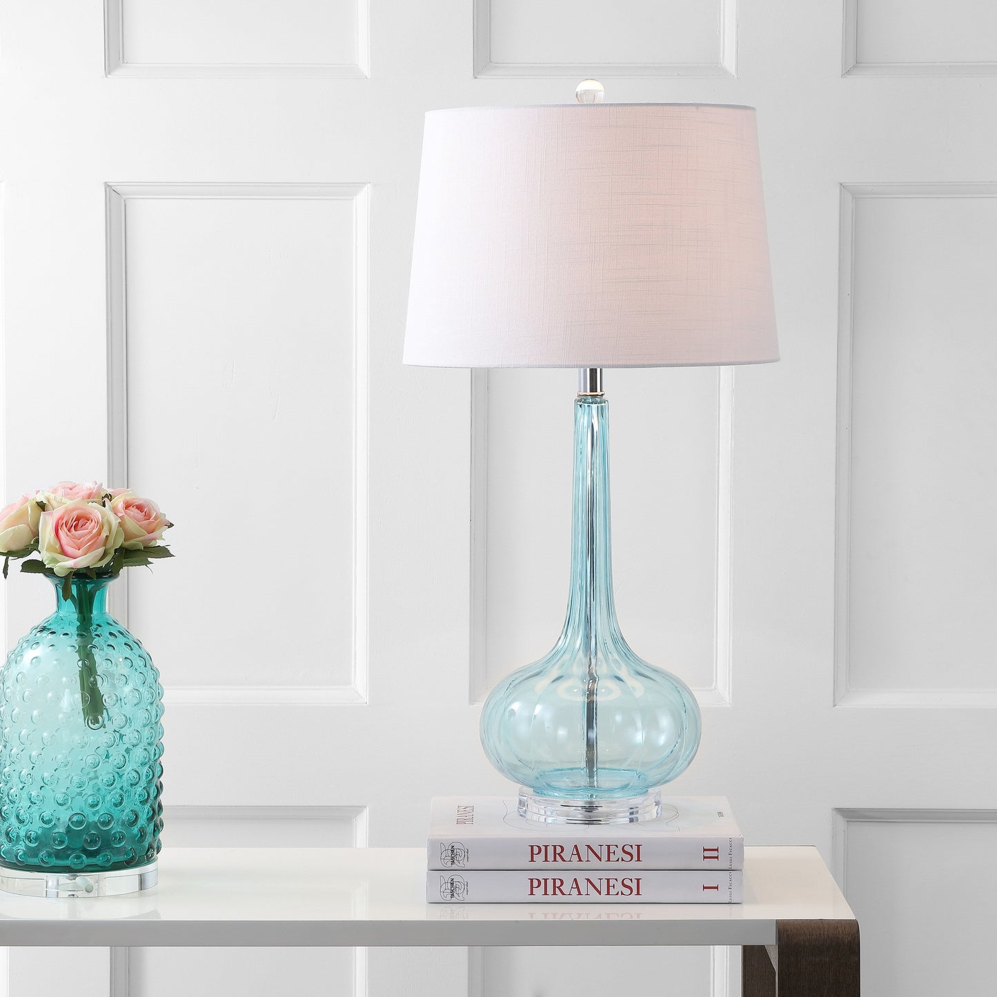 Lampe de table LED Diamante 28,5 en verre en forme de larme, rose (lot de 2) par JONATHAN Y