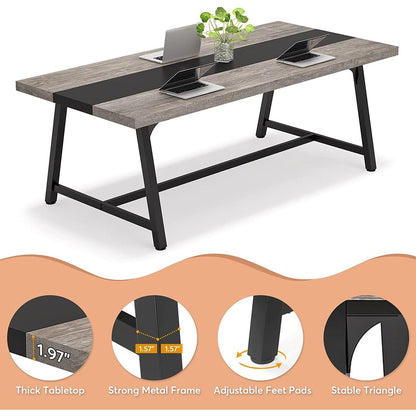 Table de salle à manger pour 8 personnes, table de cuisine rectangulaire en bois de 180 cm (70,87 pouces).