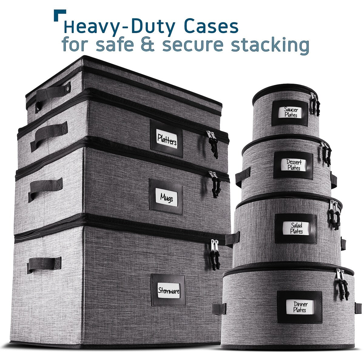 Boîtes de rangement StorageBud pour vaisselle - Supports empilables pour assiettes, tasses, couverts, verres à pied et plateaux