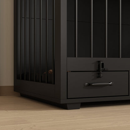 Meubles pour cage de chien - Niche en bois avec séparateur de pièce et 2 tiroirs