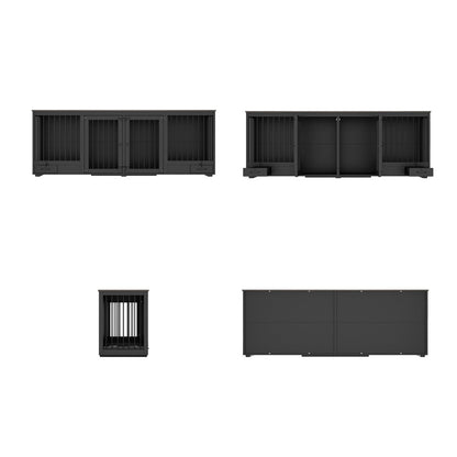 Meubles pour cage de chien - Niche en bois avec séparateur de pièce et 2 tiroirs