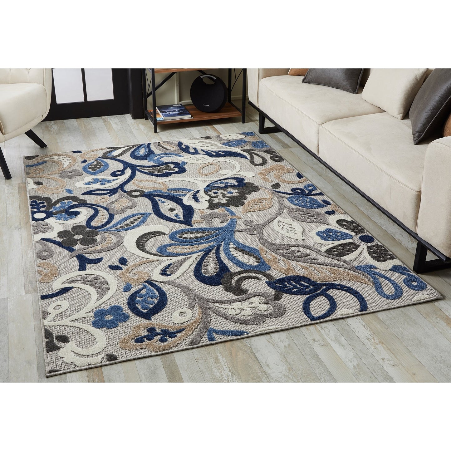 Tapis d'intérieur/extérieur à motif floral Domani Napa