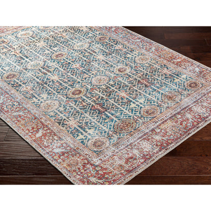 Tapis Domitian traditionnel vintage lavable en machine, tissé artistiquement