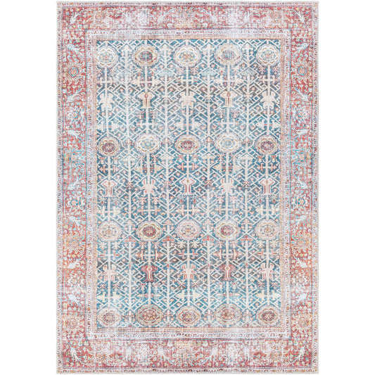 Tapis Domitian traditionnel vintage lavable en machine, tissé artistiquement