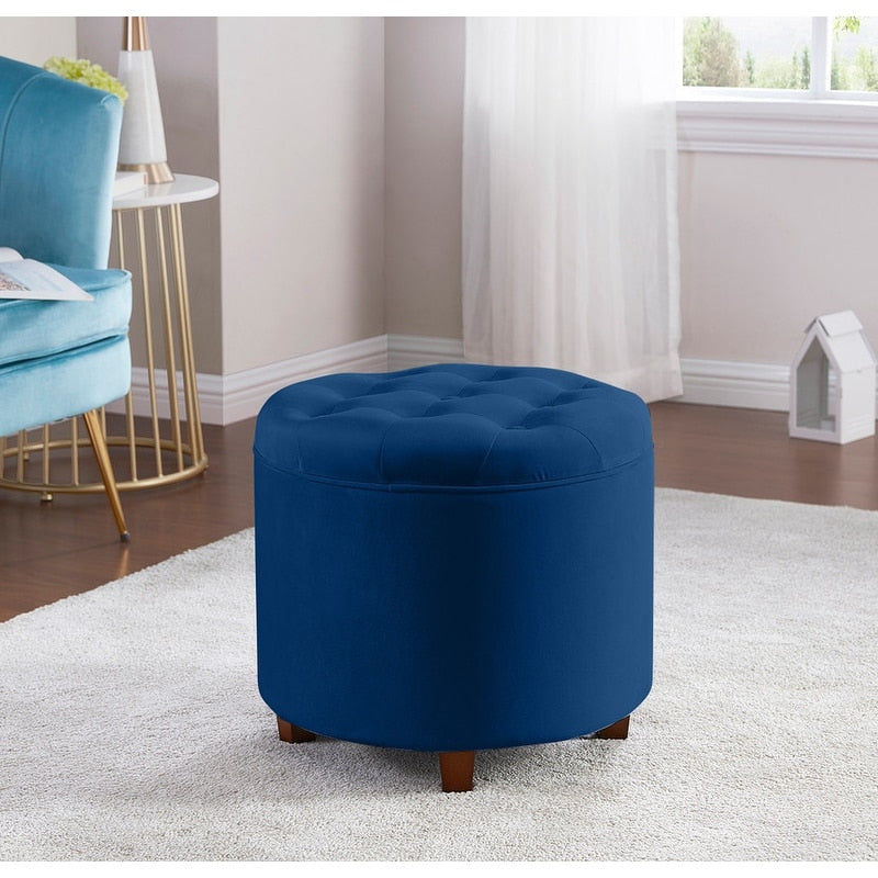 Pouf de rangement rond capitonné Donovan