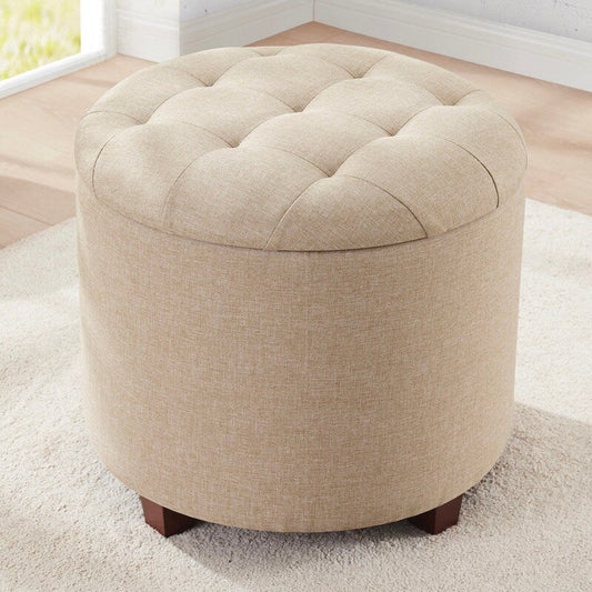 Pouf de rangement rond capitonné Donovan