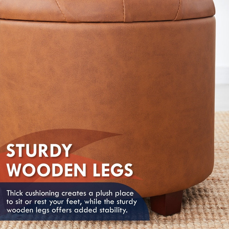 Pouf de rangement rond capitonné Donovan