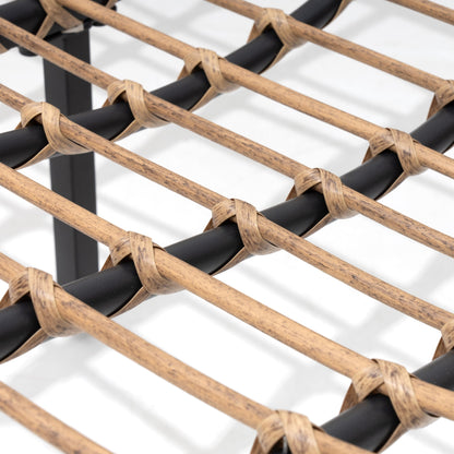 Fauteuil Papasan double deux places avec coussin, en rotin PE résistant aux intempéries et structure en métal pour intérieur et extérieur