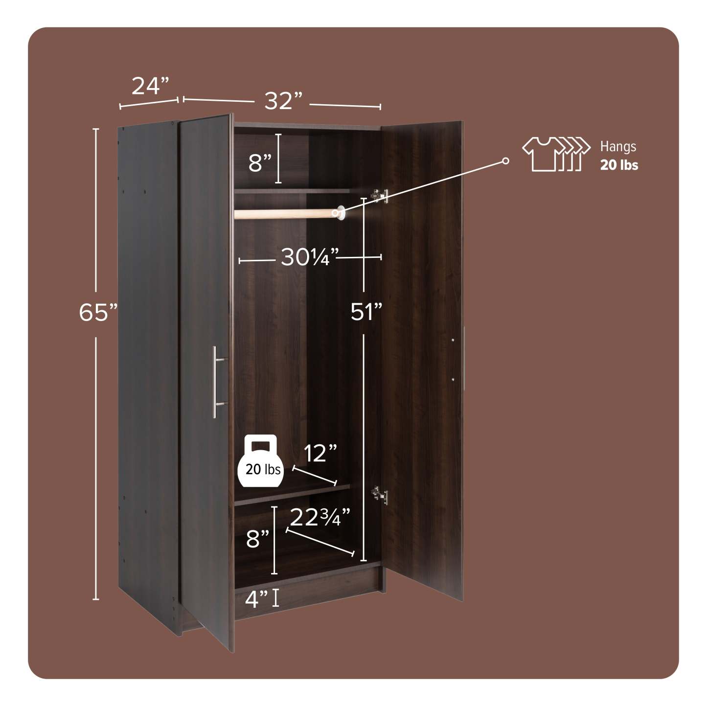 Armoire-penderie Elite 32 - Espresso|Armoire-penderie Elite de 32 po - expresso