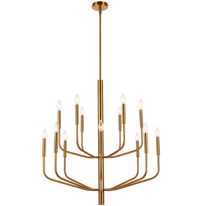 Dainolite Eleanor 14 Light Chandelier Lampe en laiton vieilli|Lustre Eleanor de Dainolite avec fini laiton vieilli et 14 ampoules