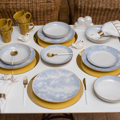 Coup 16-Piece Dinnerware Set - Blue Yellow | Service de vaisselle Coup 16 pièces - bleu et jaune | D87E7ZB2