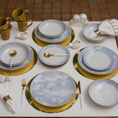Coup 16-Piece Dinnerware Set - Blue Yellow | Service de vaisselle Coup 16 pièces - bleu et jaune | D87E7ZB2