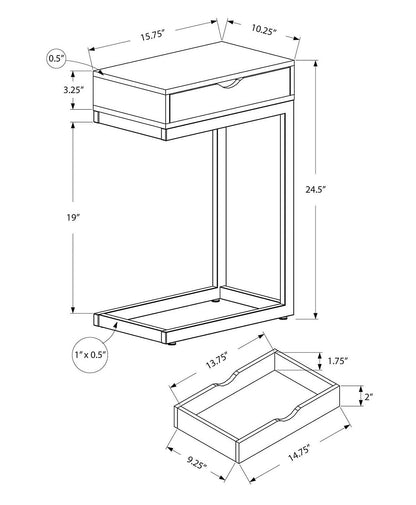 Emery 15,75 C-Shape Accent Table with Drawer - Cappuccino &amp; Gold|Table d'appoint Emery de 15,75 po en forme de C avec tiroir - cappuccino et doré
