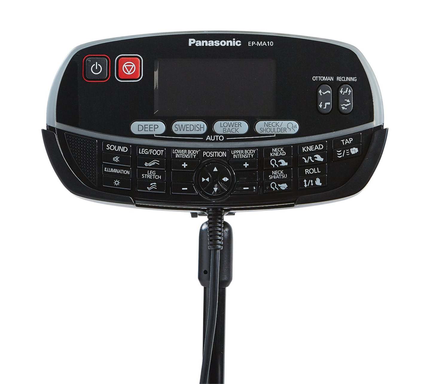 Fauteuil de massage à inclinaison électrique de la collection Urban de Panasonic de 48,1 po en cuir synthétique de qualité supérieure - noir