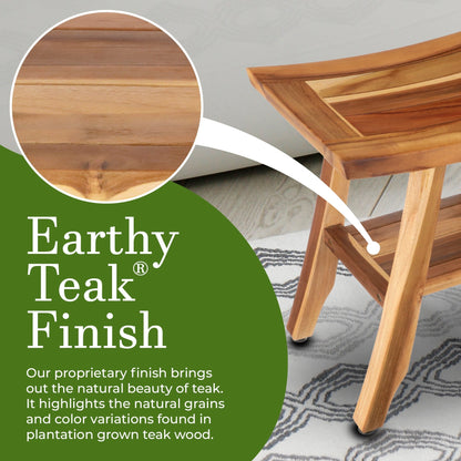 EcoDecors, Banc, Tabouret de douche, Siège de douche, Chaise de douche pour l'intérieur de la douche, Petit banc, Banc de douche en teck, Repose-pieds de douche