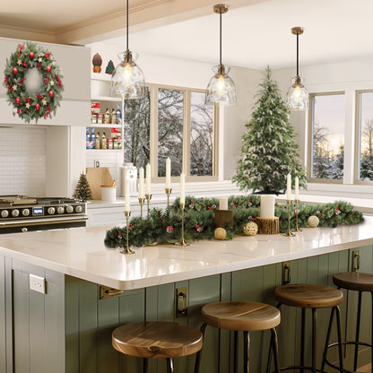 Suspension Elisie style moderne du milieu du siècle, 1 lumière, dôme en verre martelé effet cascade, éclairage pour îlot de cuisine ou salle à manger