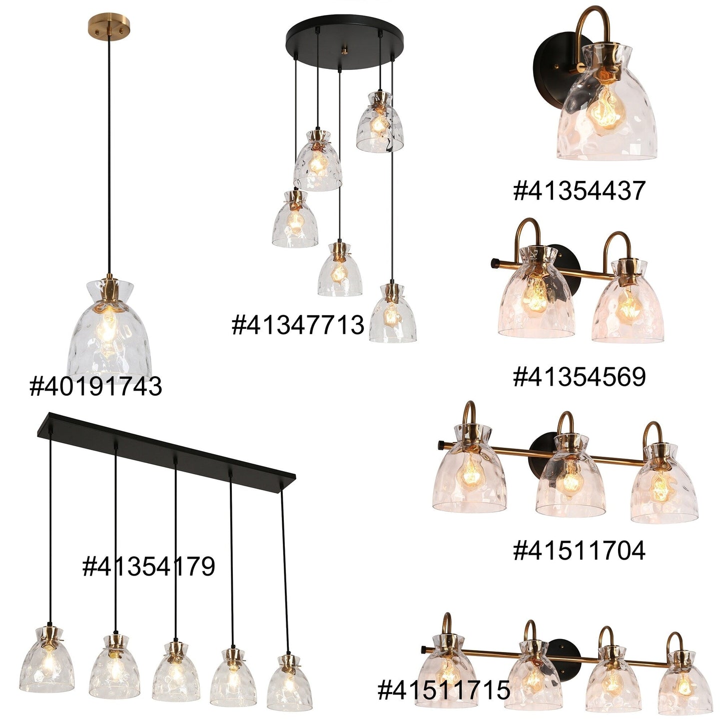 Suspension Elisie style moderne du milieu du siècle, 1 lumière, dôme en verre martelé effet cascade, éclairage pour îlot de cuisine ou salle à manger