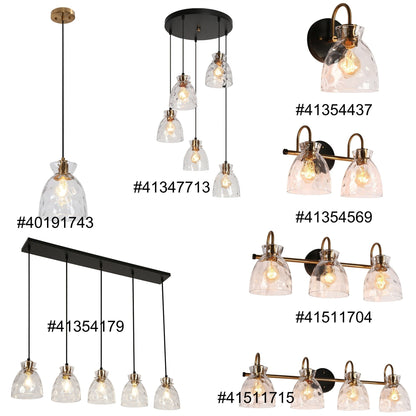 Suspension Elisie style moderne du milieu du siècle, 1 lumière, dôme en verre martelé effet cascade, éclairage pour îlot de cuisine ou salle à manger