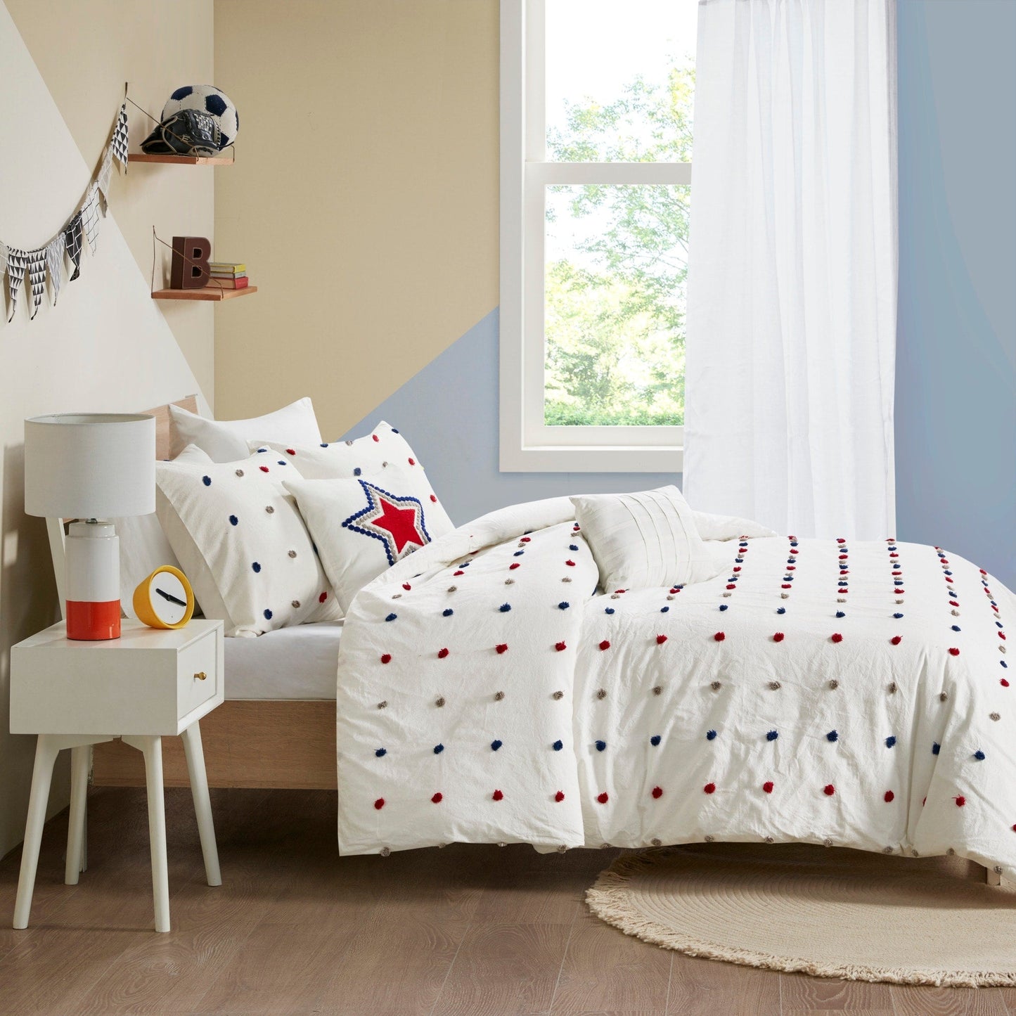 Ensemble de couette à pompons Ensley en coton jacquard par Intelligent Design Kids