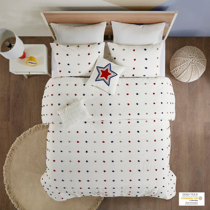 Ensemble de couette à pompons Ensley en coton jacquard par Intelligent Design Kids