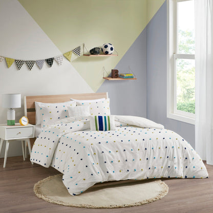 Ensemble de couette à pompons Ensley en coton jacquard par Intelligent Design Kids