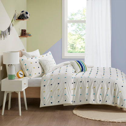 Ensemble de couette à pompons Ensley en coton jacquard par Intelligent Design Kids