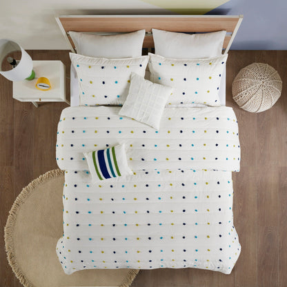 Ensemble de courtepointe en coton jacquard à pompons Ensley pour enfants Intelligent Design avec coussins décoratifs