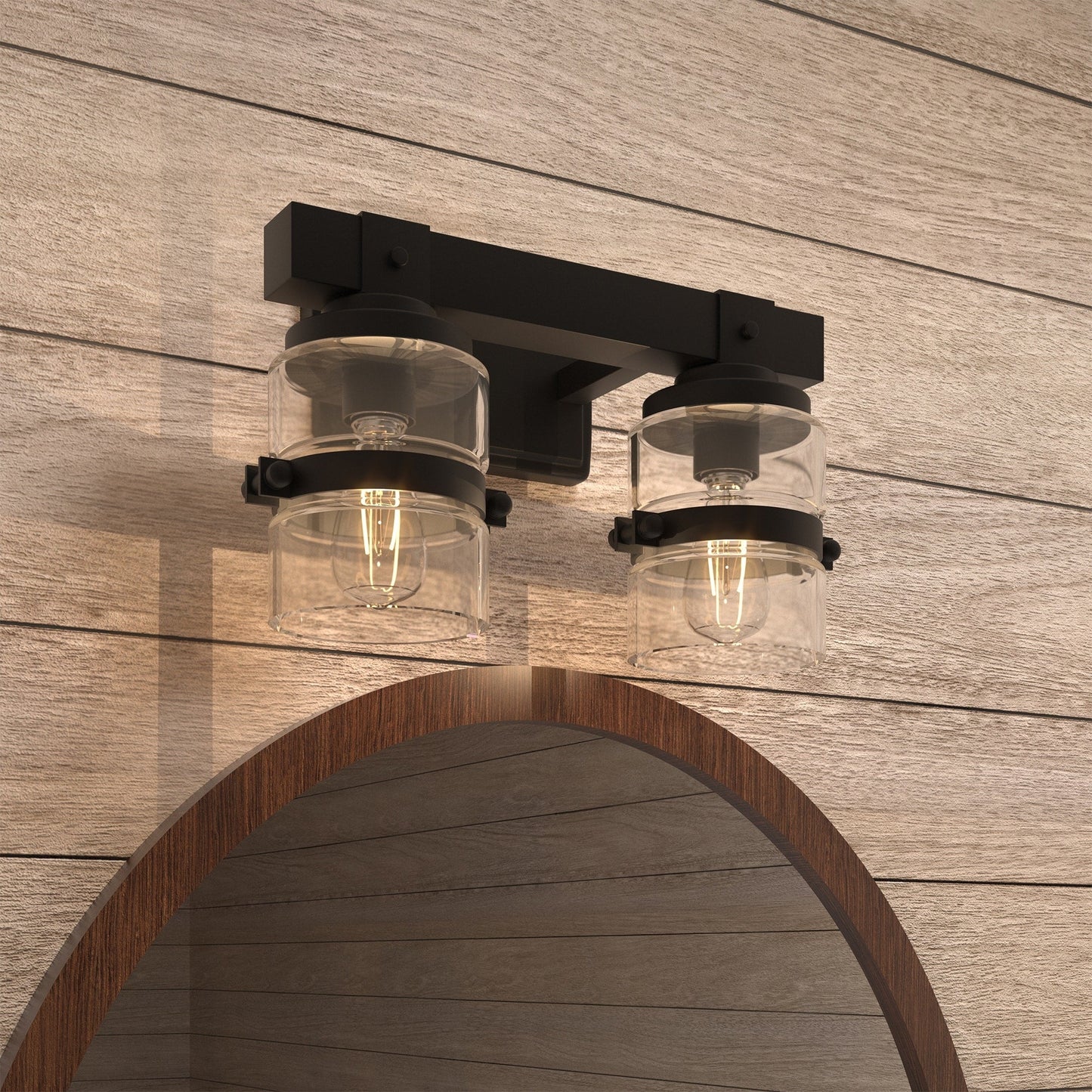 Appliques murales ExBrite Farmhouse à 3 lumières, intensité variable, en fer noir pour salle de bain