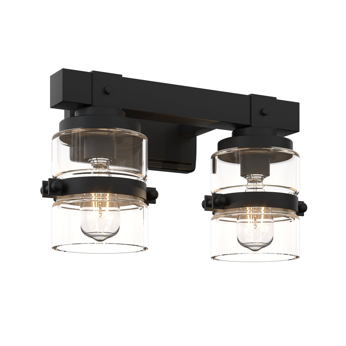 Appliques murales ExBrite Farmhouse à 3 lumières, intensité variable, en fer noir pour salle de bain