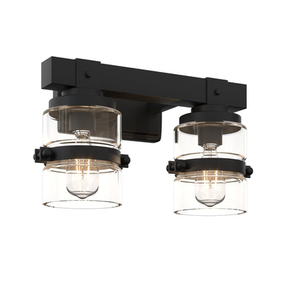 Appliques murales ExBrite Farmhouse à 3 lumières, intensité variable, en fer noir pour salle de bain