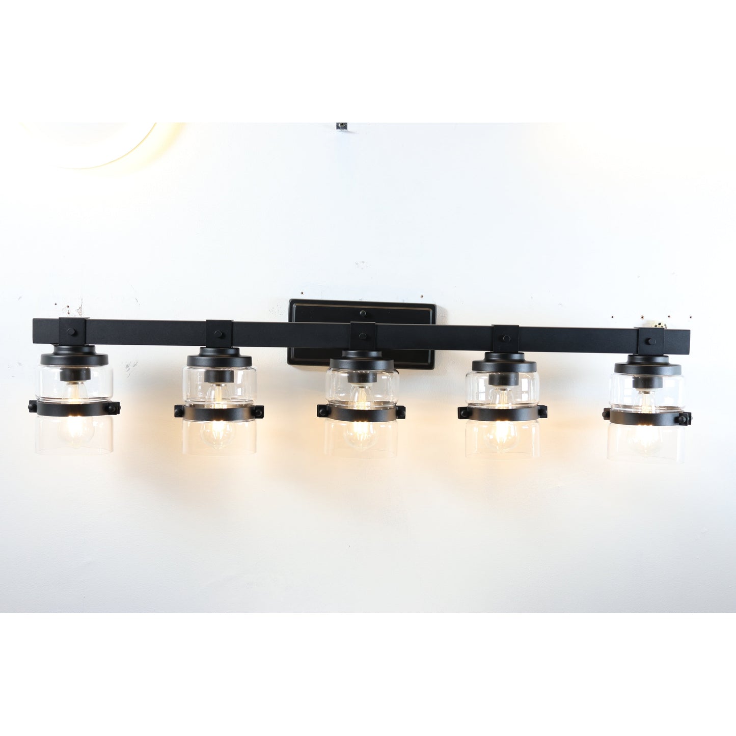 Appliques murales ExBrite Farmhouse à 3 lumières, intensité variable, en fer noir pour salle de bain