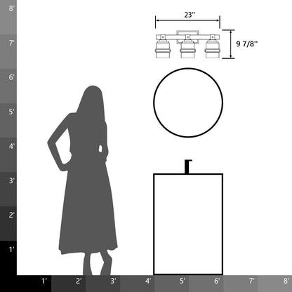 Appliques murales ExBrite Farmhouse à 3 lumières, intensité variable, en fer noir pour salle de bain