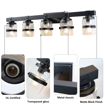 Appliques murales ExBrite Farmhouse à 3 lumières, intensité variable, en fer noir pour salle de bain