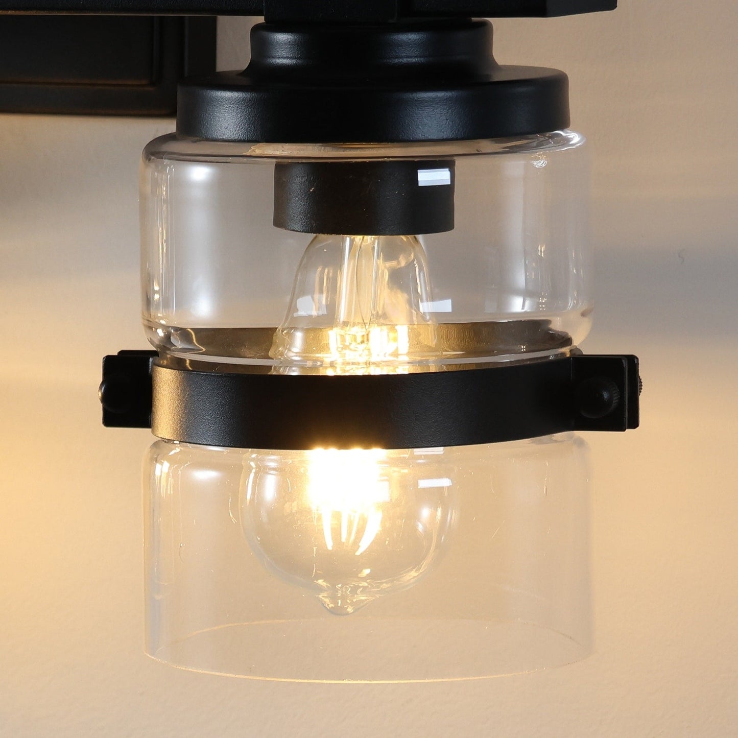 Appliques murales ExBrite Farmhouse à 3 lumières, intensité variable, en fer noir pour salle de bain