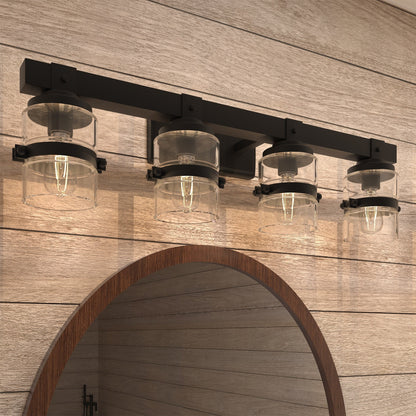 Appliques murales ExBrite Farmhouse à 3 lumières, intensité variable, en fer noir pour salle de bain