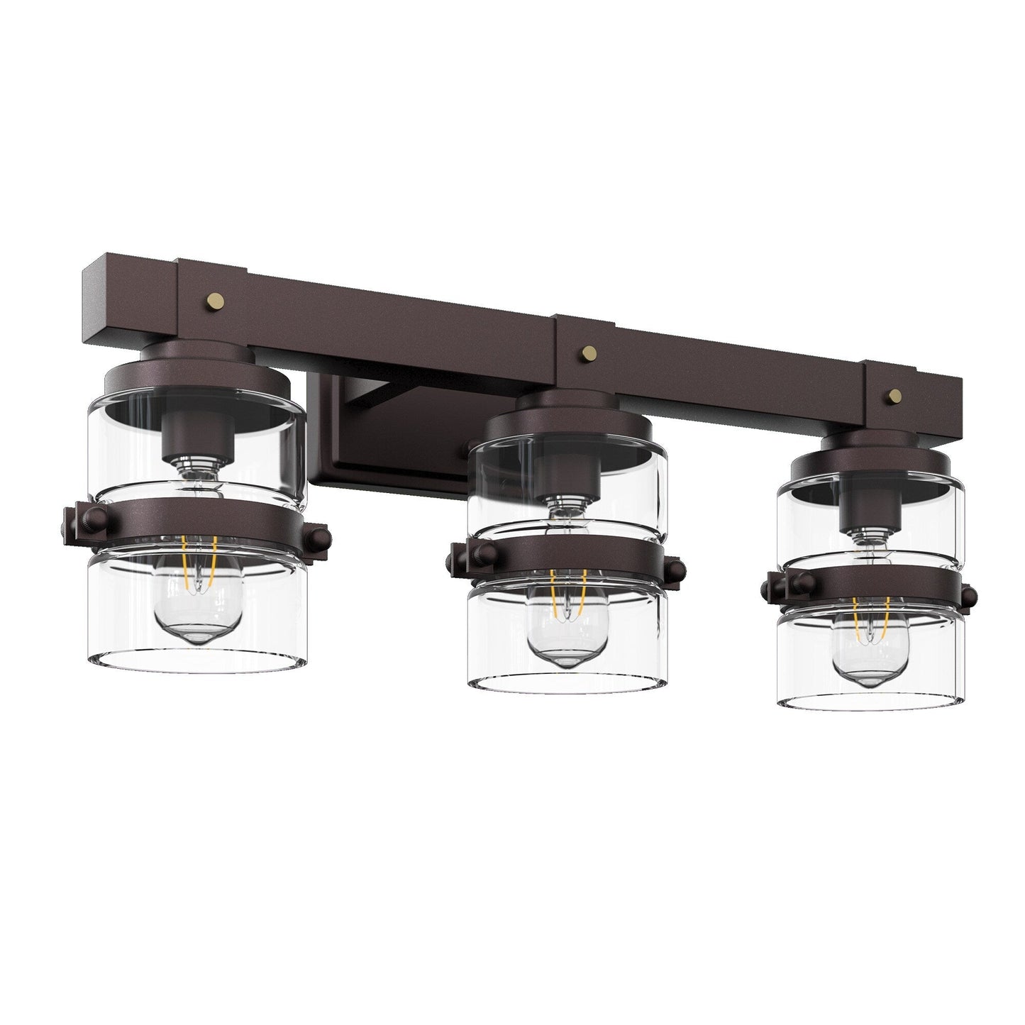 Appliques murales ExBrite Farmhouse à 3 lumières, intensité variable, en fer noir pour salle de bain