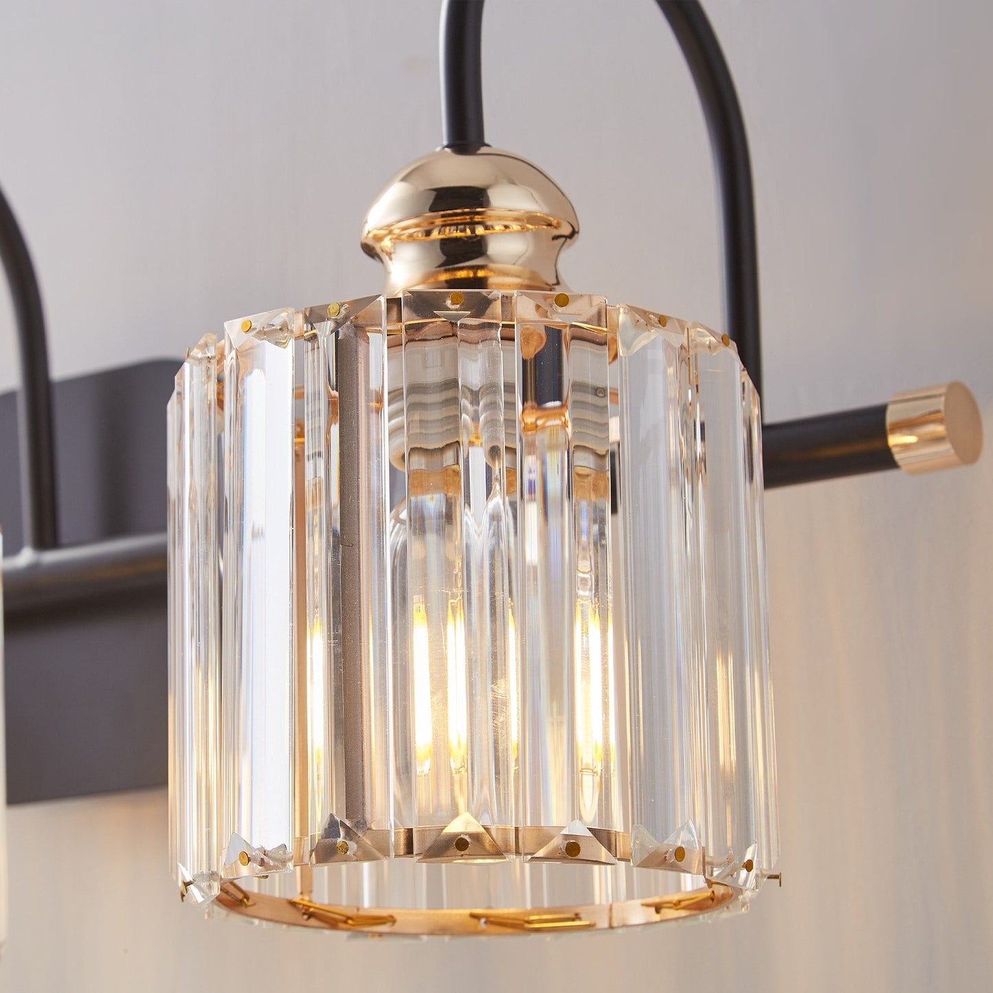 Appliques murales ExBrite modernes en or rose, à 1/2/3/4/5 lumières, avec intensité variable, en cristal, pour salle de bain