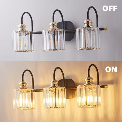 Appliques murales ExBrite modernes en or rose, à 1/2/3/4/5 lumières, avec intensité variable, en cristal, pour salle de bain