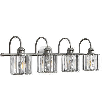 Appliques murales ExBrite modernes en or rose, à 1/2/3/4/5 lumières, avec intensité variable, en cristal, pour salle de bain