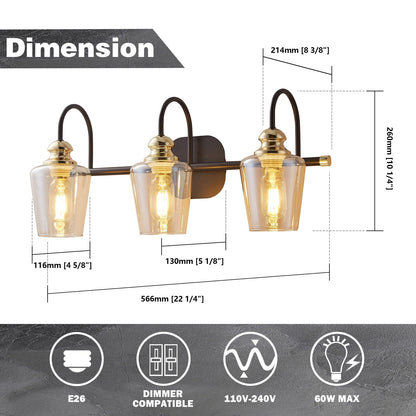 Appliques murales ExBrite modernes en or rose, à 1/2/3/4/5 lumières, avec intensité variable, en cristal, pour salle de bain